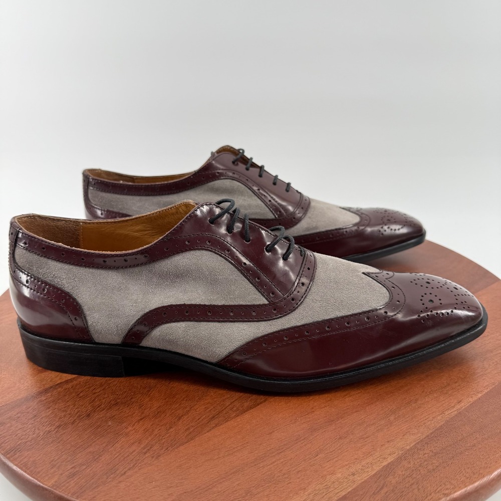 Paul Frederick Cuoio Wingtip Square Toe Oxford Dress Shoes‎  Italy Mens 12